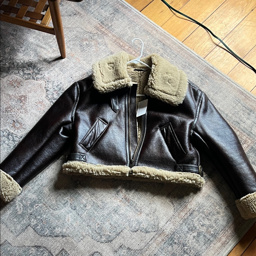 Brown faux fur jacket